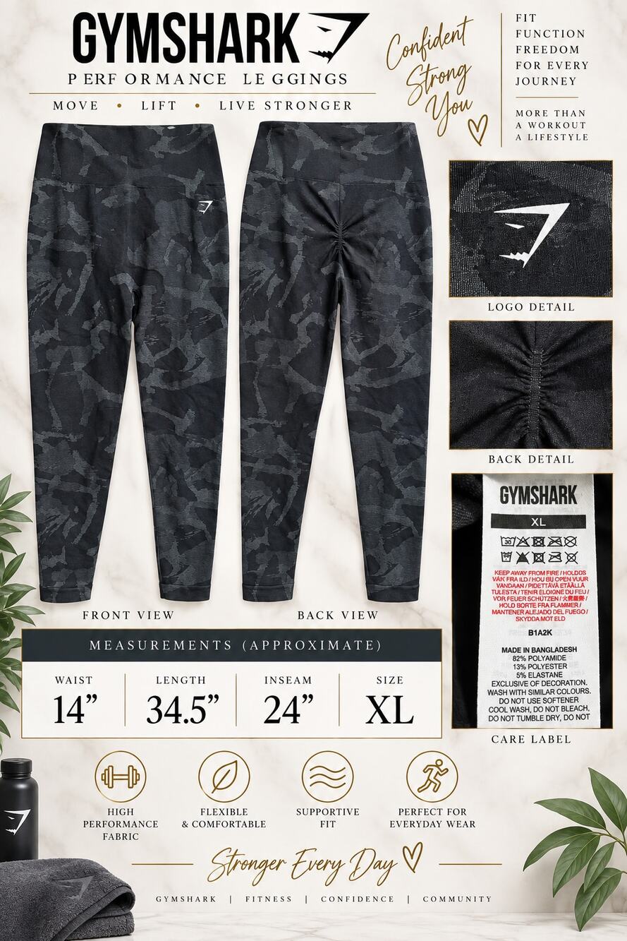 Gymshark Dark Camo Leggings*Size XL